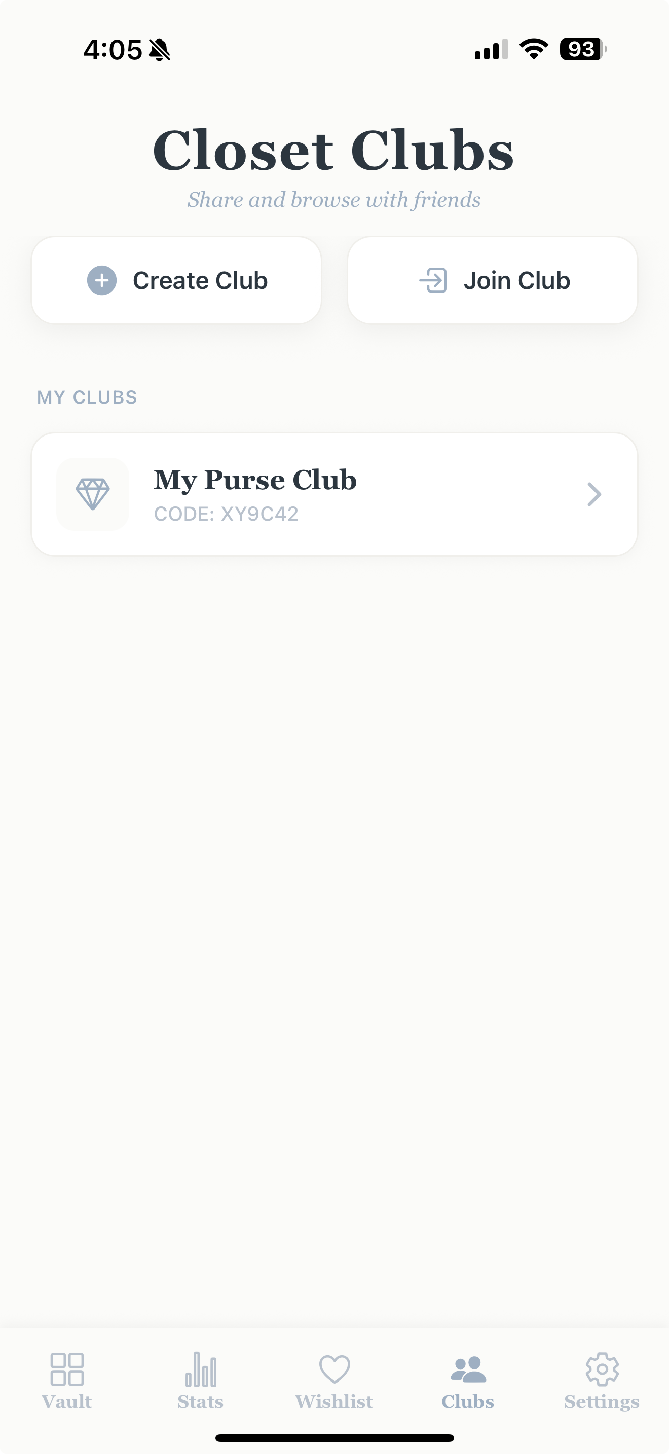 Pursely Closet Clubs Screen
