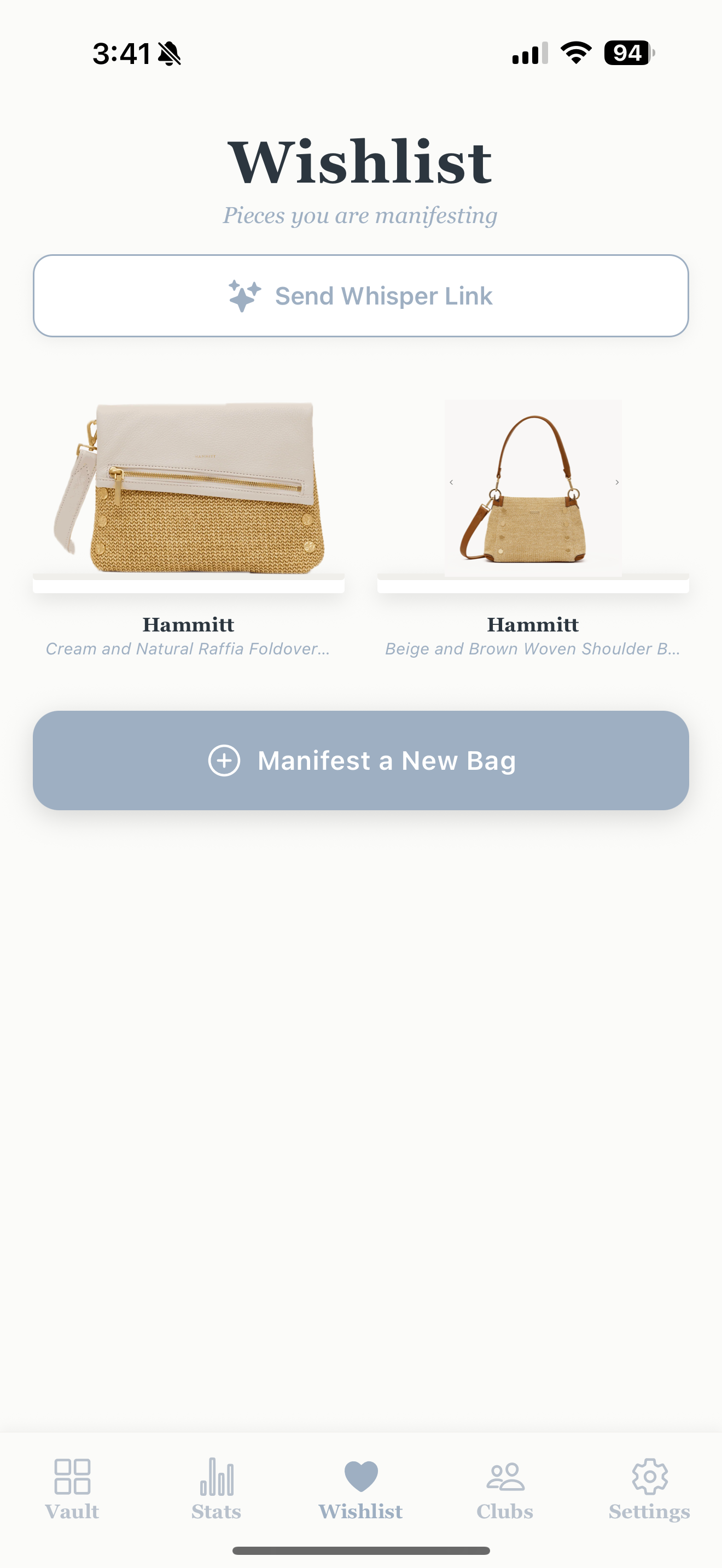 Pursely Wishlist Screen